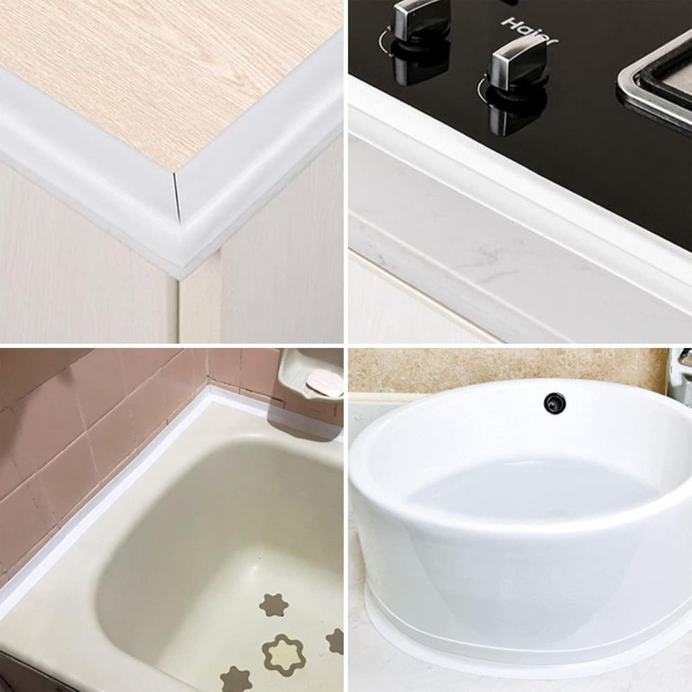 2 Rolls Of Self-Adhesive, Waterproof Sealing Tape; Soft Self-Adhesive White Baseboard Tape With 5 Sealing Tools; Waterproof Joint Tape