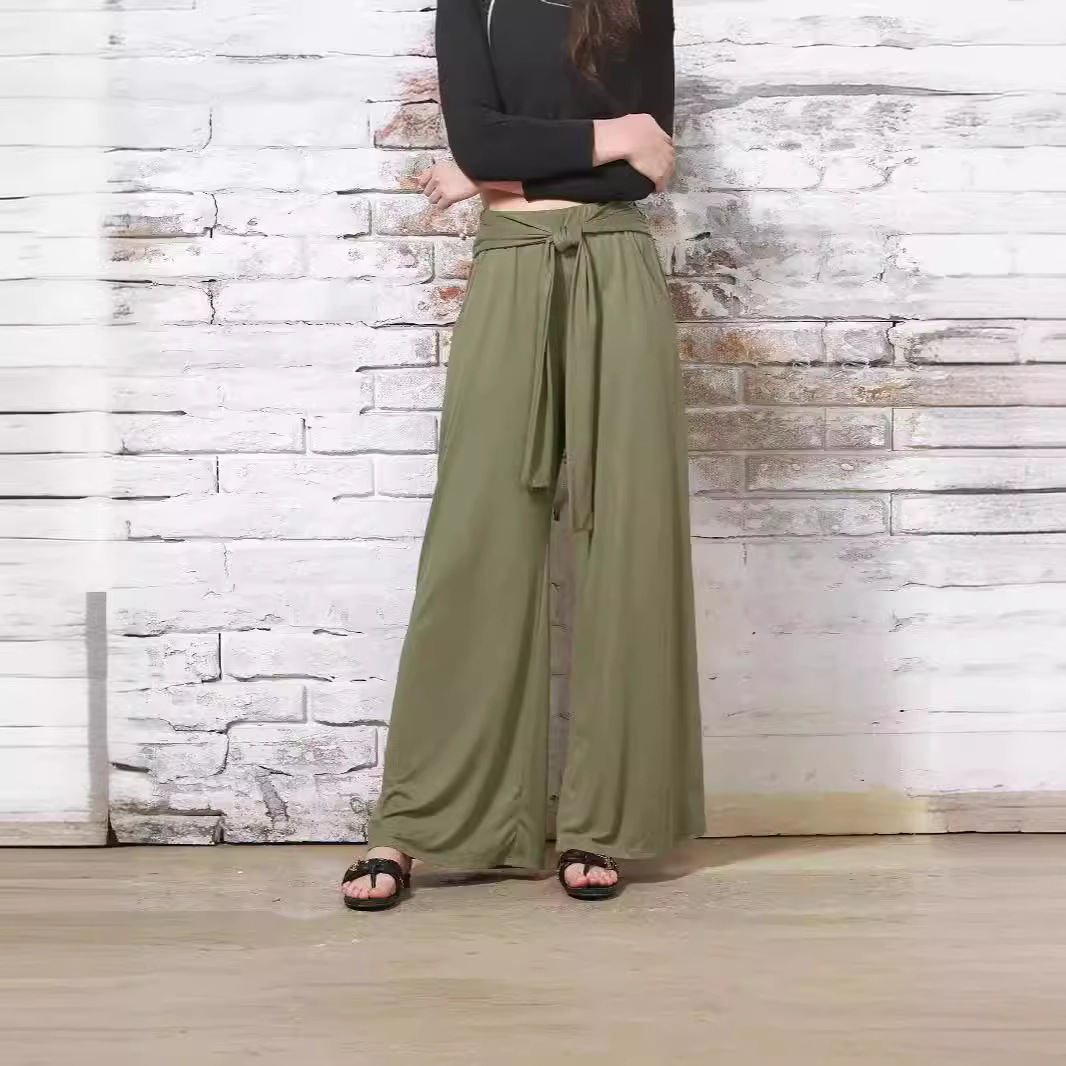 Women's Draped Lace-Up Wide Leg Pants Soft Comfortable Casual Yoga Trousers For Autumn Winter