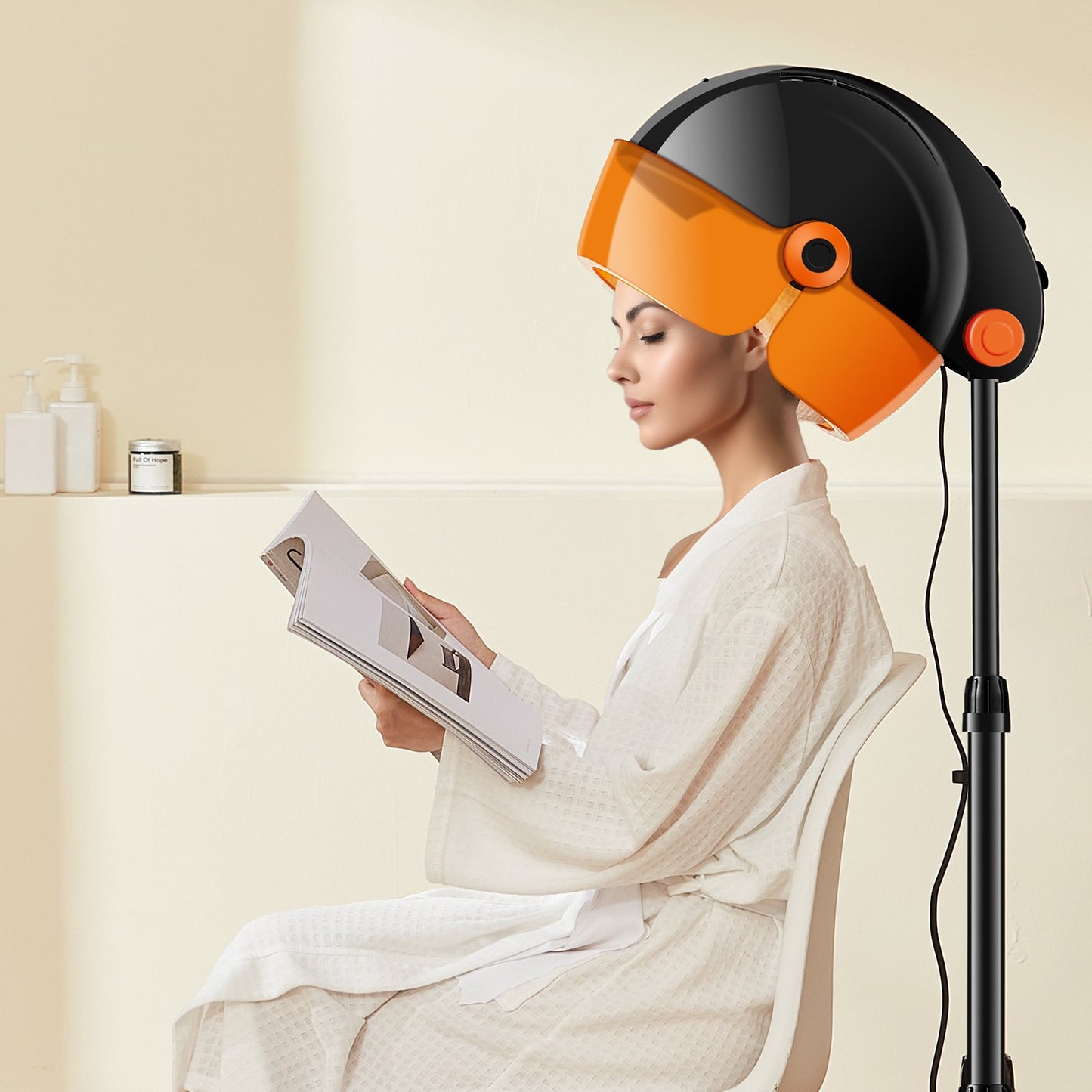 Ionic Hooded Dryer, 1875W Professional Bonnet Hair Dryer, Sit Under Hair Dryer With Timer, 3 Temp Settings & Wind Speed, Floor Standing Rolling Base With Wheels For Beauty Salon Home Spa