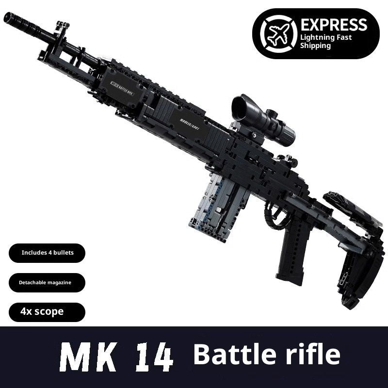 Submachine Gun Weapon Can Launch Building Block Toys