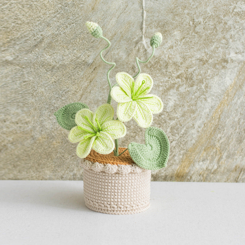 Artificial Flower Decor Hand-woven Yarn Potted Bouquet