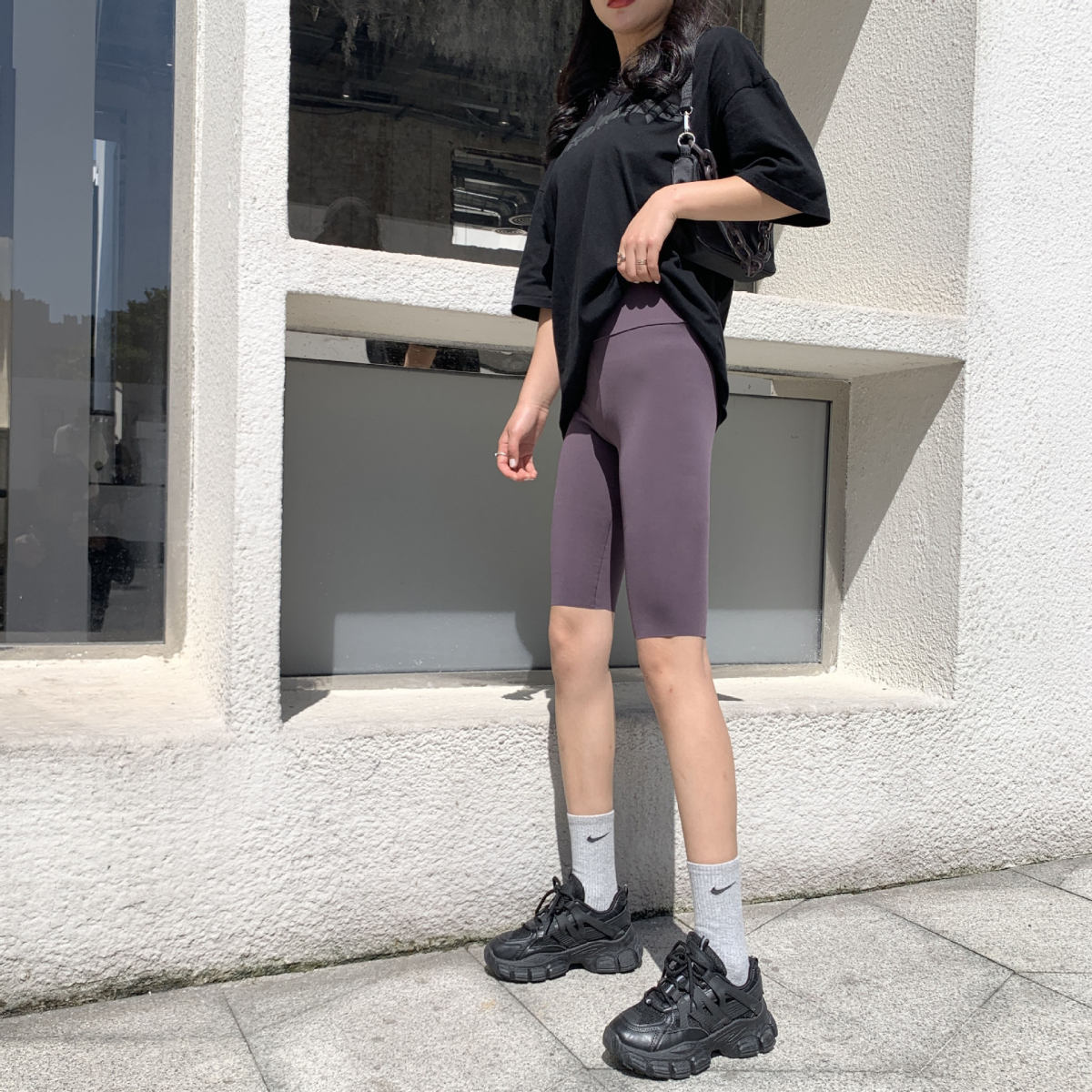 Five-point Shark Pants Women's Outer Wear Summer Thin Black High Waist Tight Base Shorts Yoga Riding Pants