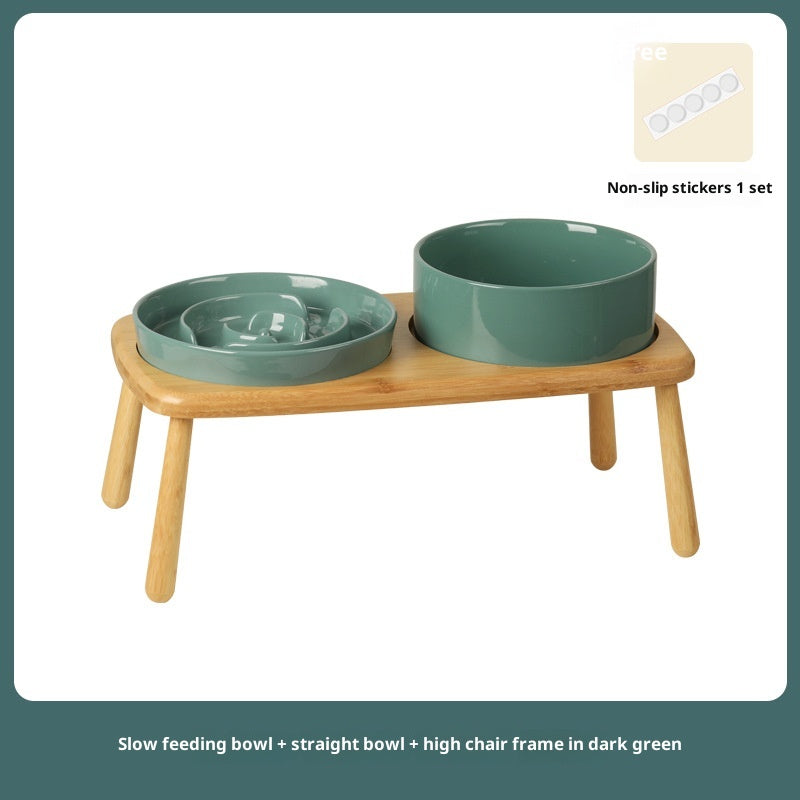 Ceramic Dog Bowl Pet Dog Slow-Feeding Anti-Choking Feeder Tip-Proof Bowl