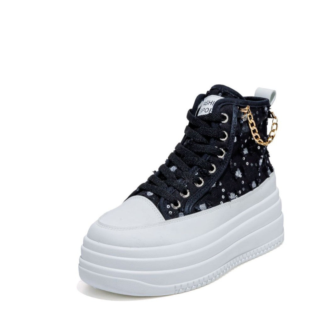 Denim Fashion Womens Casual Chain-Strap Shoes