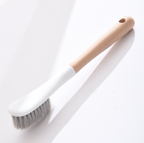 Shoe brush with wooden handle-raw wood color-PET+ wooden handle-1 piece