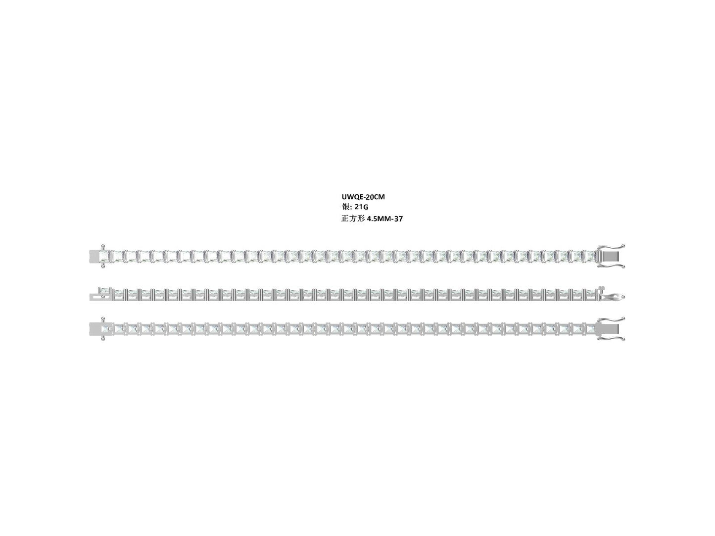 S925 Sterling Silver 4.5x4.5mm Princess Cut Moissanite Tennis Bracelet D Color VVS1 16-18-20cm Platinum Plated GRA Certified Gift Box