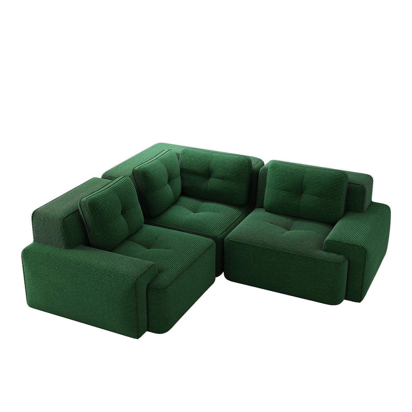 Frameless Sofa For Living Room, Office Sofa, Modular Combination Sofa, Comfortable Upholstered Corduroy Fabric Low-seat Sofa, No Assembly Required, Non-slip Design.Green