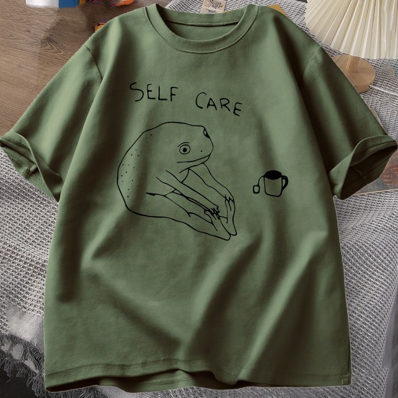 New Funny Frog Self Care T-shirt Vintage Print