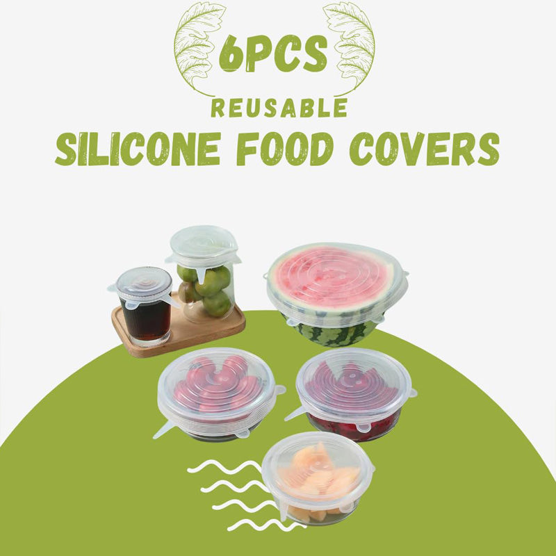 Kitchen Microwave Food Cover With 6 Silicone Lids, Extension Lid, Bowl Lid, Elastic Silicone Lid, Universal Adaptability Lid