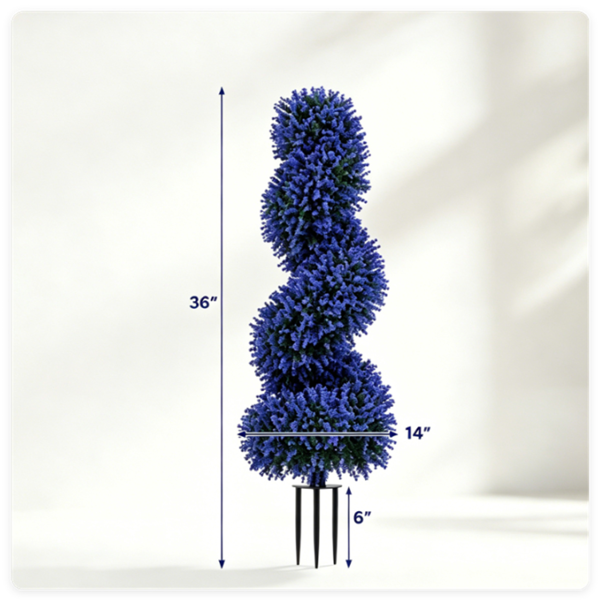 2 Pack Realistic Lifelike Faux Spiral Plant, All-Weather PE Artificial Flower Shrub For Indoor Outdoor Home Garden Decoration - Purple
