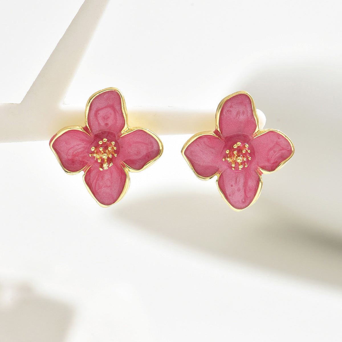 Ins Japanese KoreanPure Sweet Women Earrings, Luxury Floral Oil Drip Design Stud Earrings, Niche Daily Fashion Ear Jewelry For Ladies