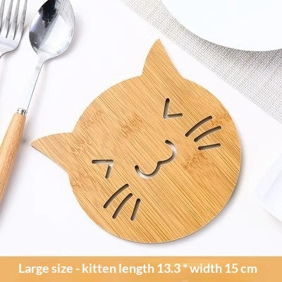 Wooden Coaster Hollow-out Cartoon Design Heat-insulating Mat For The Kitchen