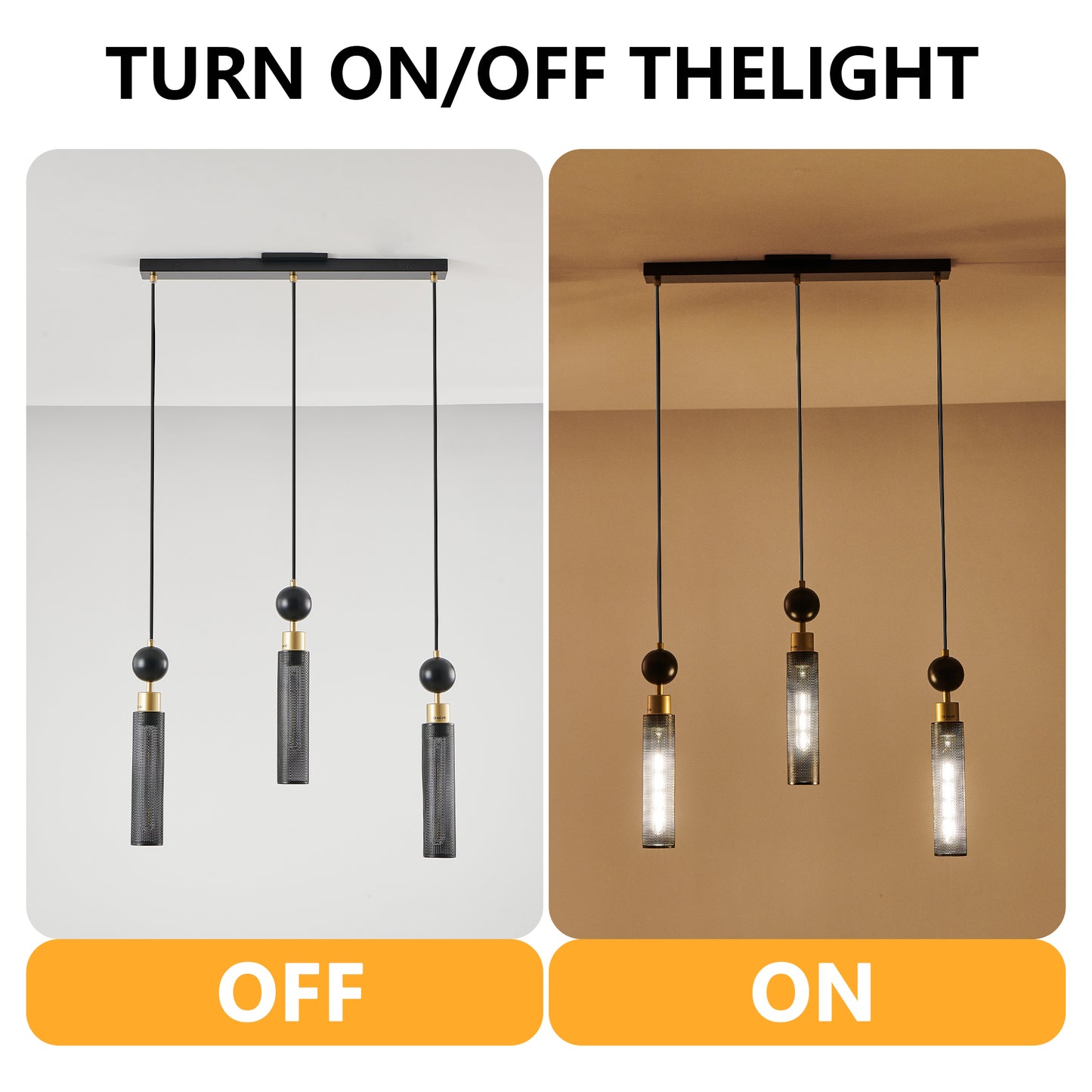 25 Modern Black And Gold 3-Light Pendant Chandelier, Adjustable Hanging Lights With Cylindrical Mesh Shades, E26 Base, Ideal For Dining Room, Kitchen Island, Or Living Room Lighting No Bulbs