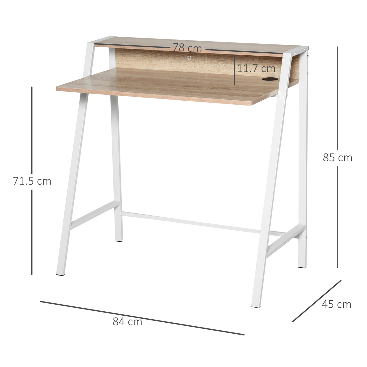 Writing Desk Computer Table Home Office PC Laptop Workstation Storage Shelf 84L X 45W Cm White And Oak