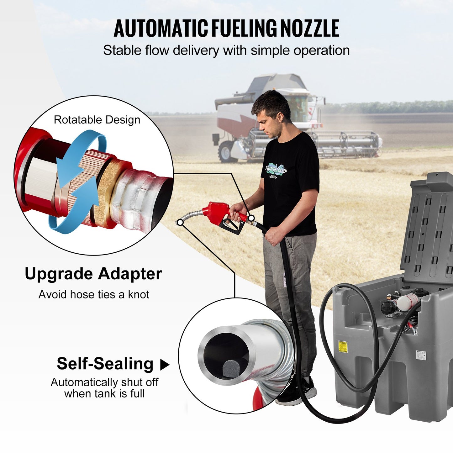 Tragbarer Dieseltank 439,11 L Mobile Tankanlage Grau Dieseltankstelle 140 W Tankstation Dieseltank 2600 U/min Transporttank 12 V DC