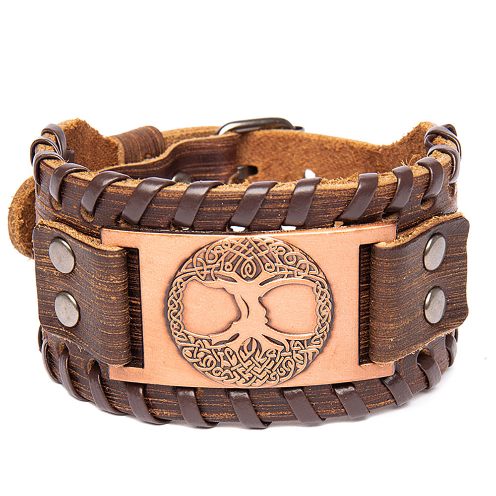 Men's Alloy Lucky Tree Accessories Width Leather Bracelet