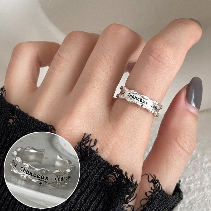 Fashion Personality Open Finger Ring Retro Graffiti Design Ring