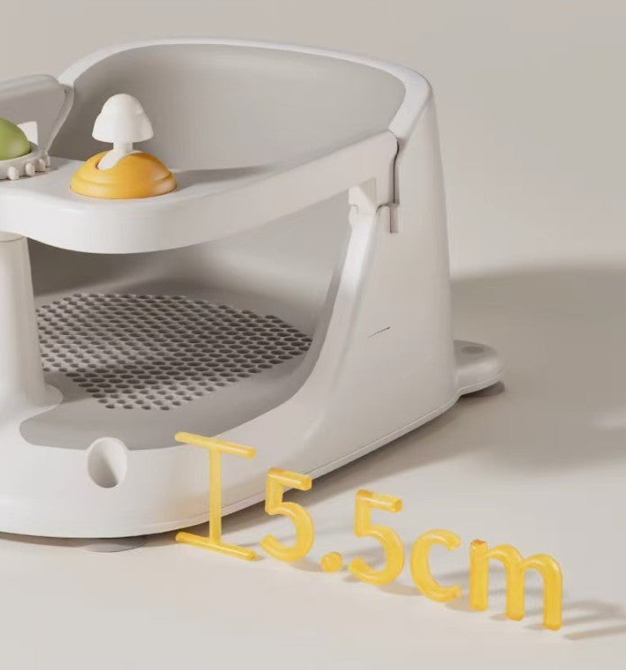 Baby Bath Seat Non-Slip Soft Toddler Bath Chair Suction Cups Temperature Display