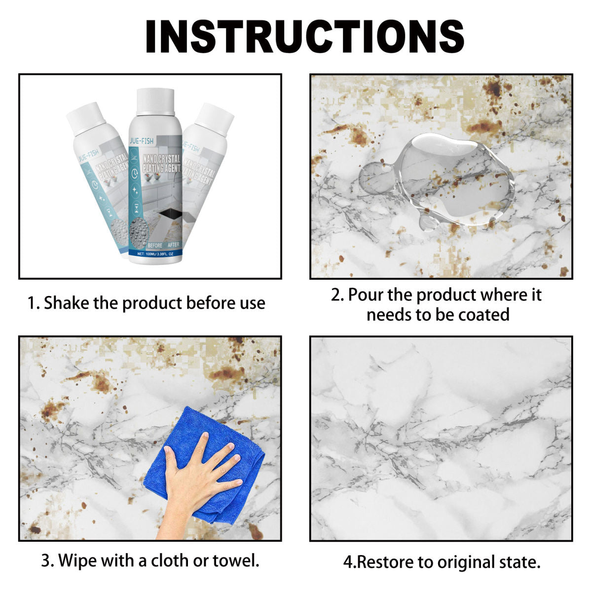 Kitchen Nano Crystal Plating Agent Care Stone Scratch Renovation