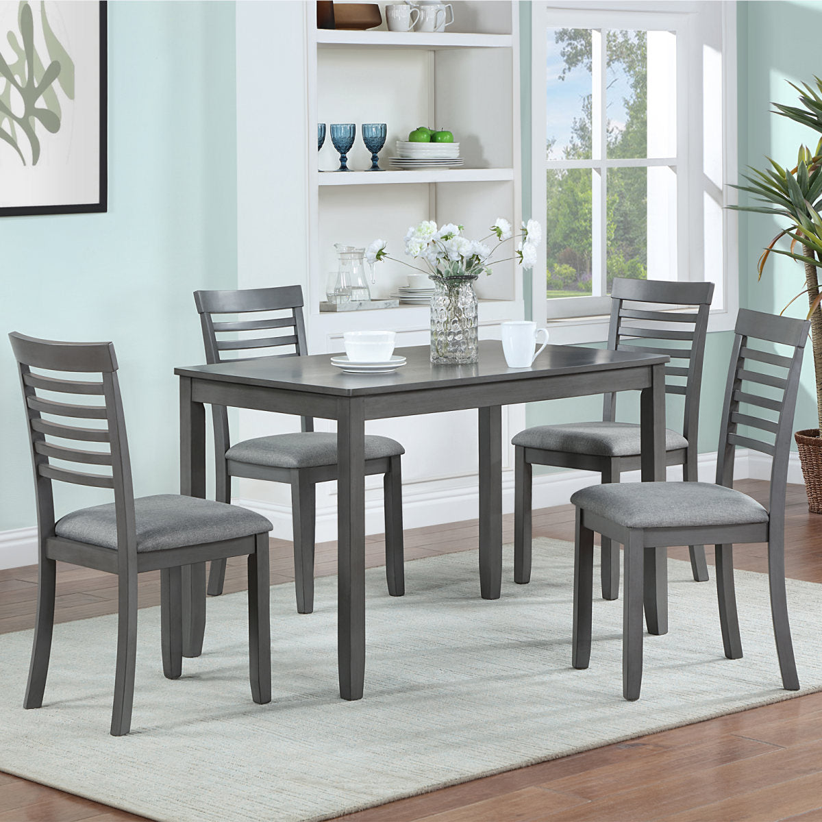Dining Chairs Only, Wooden Dining Chairs Set of 4, Kitchen Chair with Padded Seat, Upholstered Side Chair for Dining Room, Living Room, Gray