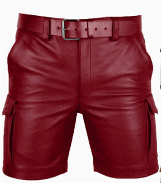 New Product Best-selling Hot Sale Solid Color PU Casual Men's Short Leather Pants Shorts