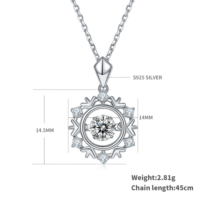 S925 Sterling Silver 0.5ct D Color VVS1 Moissanite Snowflake Necklace 45cm Platinum Plated GRA Certified Gift Box