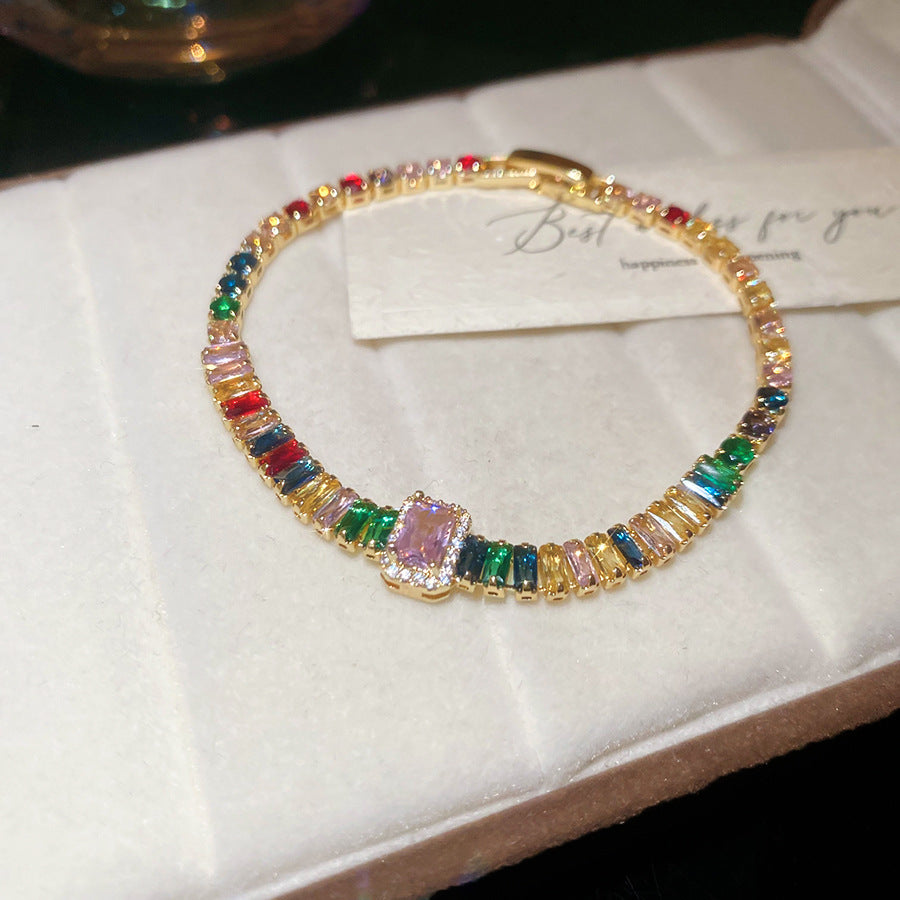 K-fashion Ins Diamond-shaped Cubic Zirconia Bracelet Minimalist Bangle Chic Versatile Fashion Jewelry
