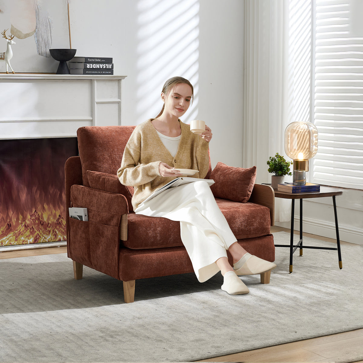 Foldable Sofa Bed Recliner, 3-in-1 Convertible Sleeper, Mid-century Modern Decor, Suitable For Small Spaces, With Three Pillows, Can Be Placed In The Bedroom Study Room Guest
