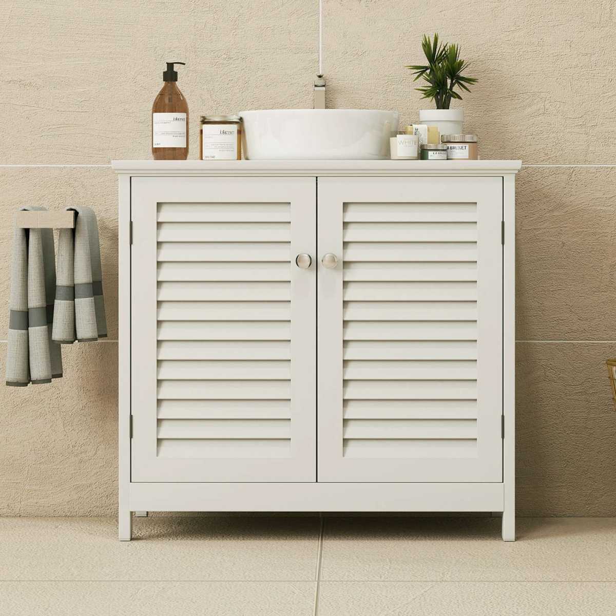 Wall Mounted Sink Plumbing Sink Storage Cabinet With 2 Doors And Shelf Wooden Modern Wall Mounted Drainage Under Sink Bathroom Cabinet For Home