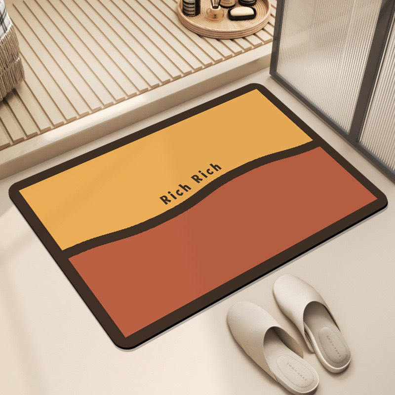 Modern Minimalist Color-block Diatomaceous Earth Bath Mat