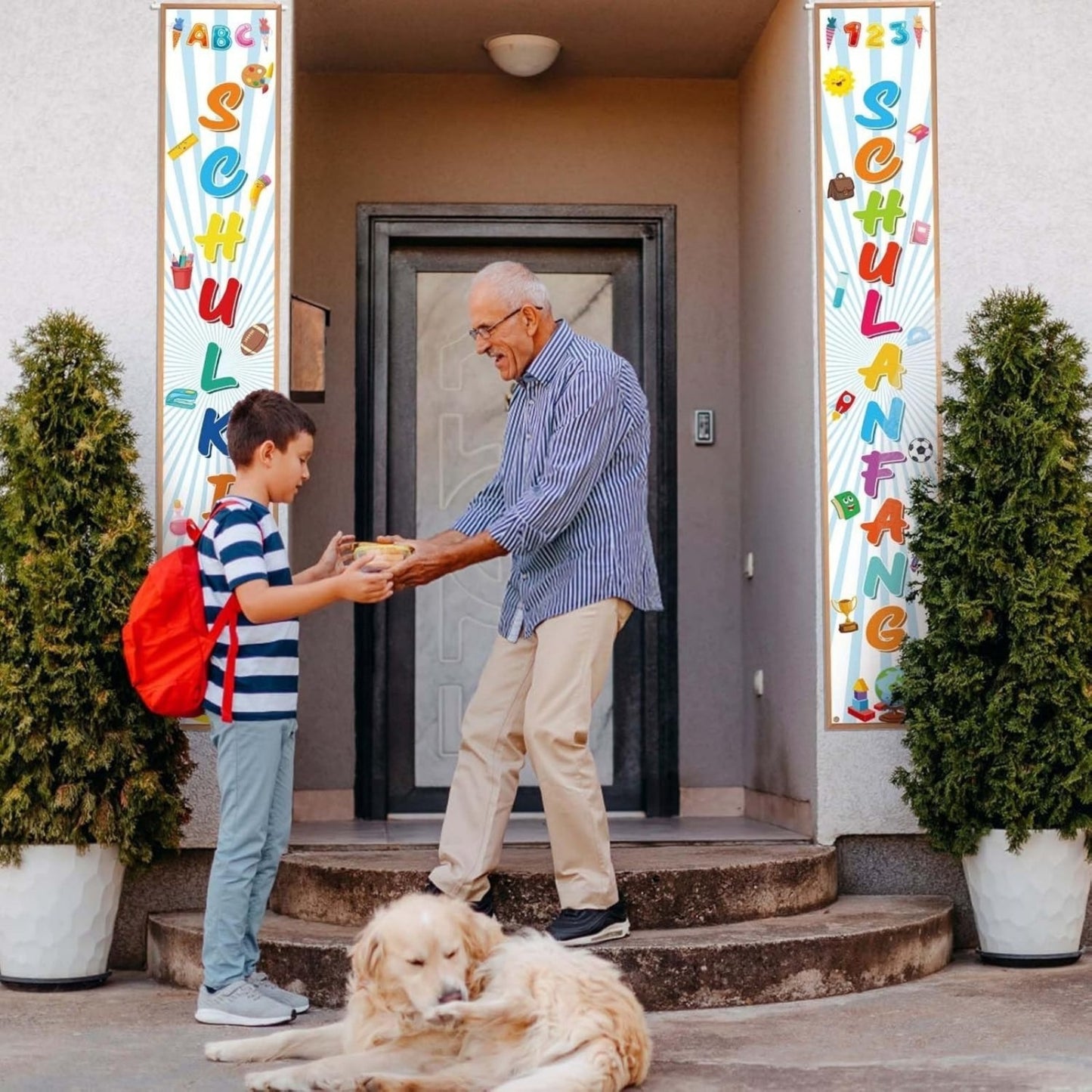 First Day Of School Door Banner—“All The Best For The Start Of School” Banner, 180x30cm—School Start, Welcome, Porch Sign, Schoolchild, Back-to-School Decor For The First Day Of School—White