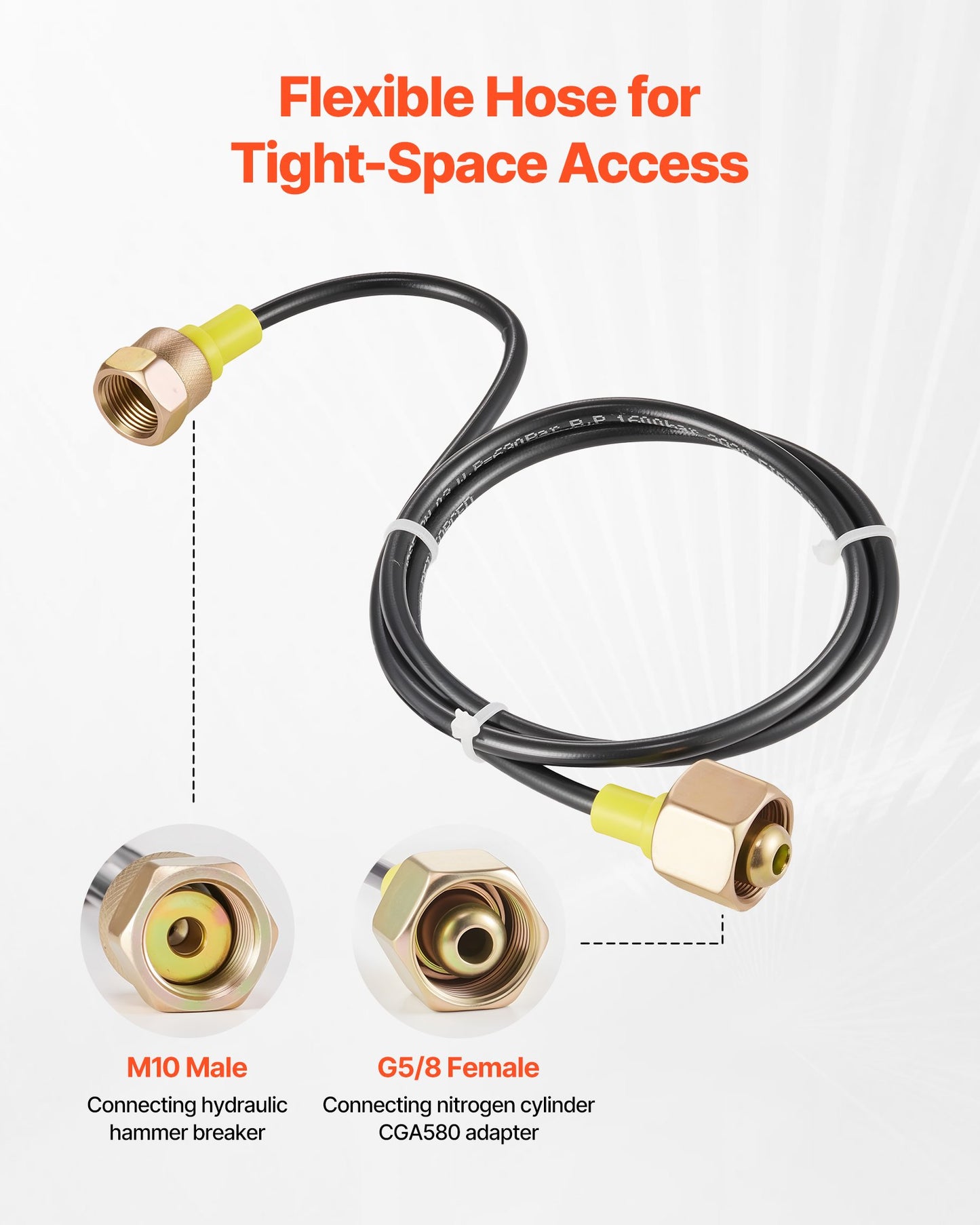 Hydraulic Nitrogen Accumulator Charging Kit, 0-1420 PSI Nitrogen Fill Kit, Pressure Test System With 1 Pressure Gauge, 1 Gas Hose, 1 Valve Body And 1 CGA580 Adapter For Construction Machinery
