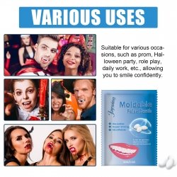 Jaysuing Moldable False Teeth, Film And Television Makeup Dentures Modified Dentures False Dentures Broken Teeth Temporary Dentures