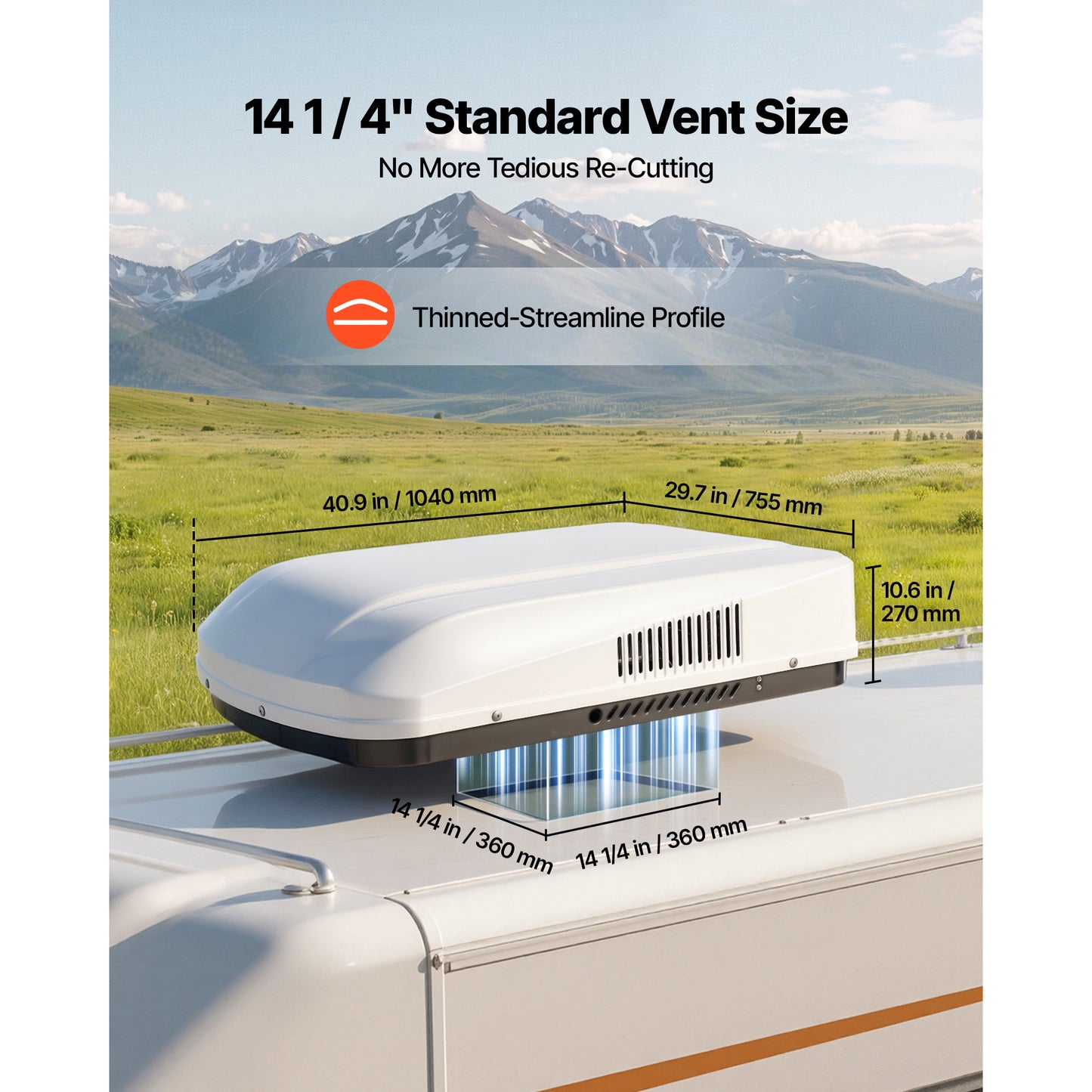 RV Air Conditioner, 15000 BTU RV AC Unit, 120V Ducted Rooftop Air Conditioner With Heat Pump & Cooling, Variable Speed Easy Install Quiet AC Unit With ADB Button Control & Remote Control, White