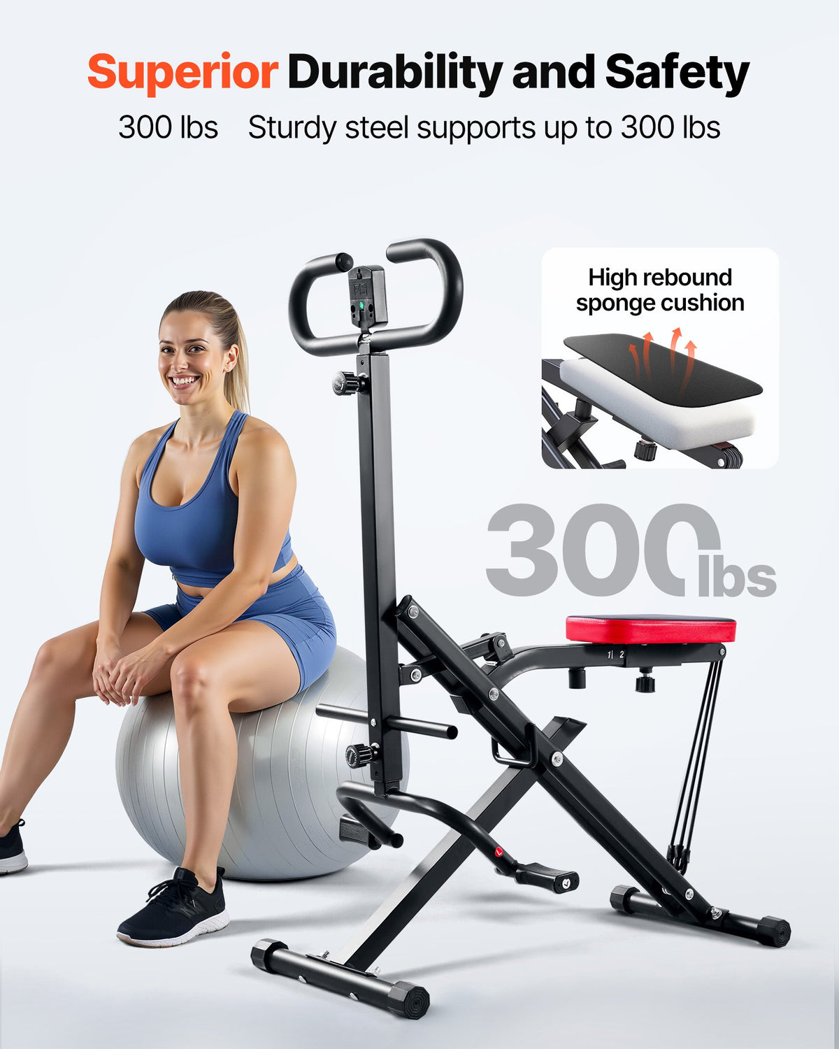 Squat Machine, Deep Squat Rowing Machine For Home, Easy Setup & Foldable Exercise Equipment, Glute Trainer Machine With 3 High-Strength Resistance Bands, Glutes & Leg Home Workout Machine, Black