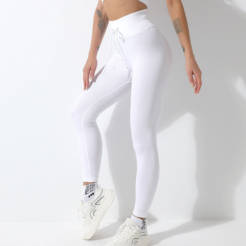 Women's Fashion High Waist Rib Knit Yoga Pants