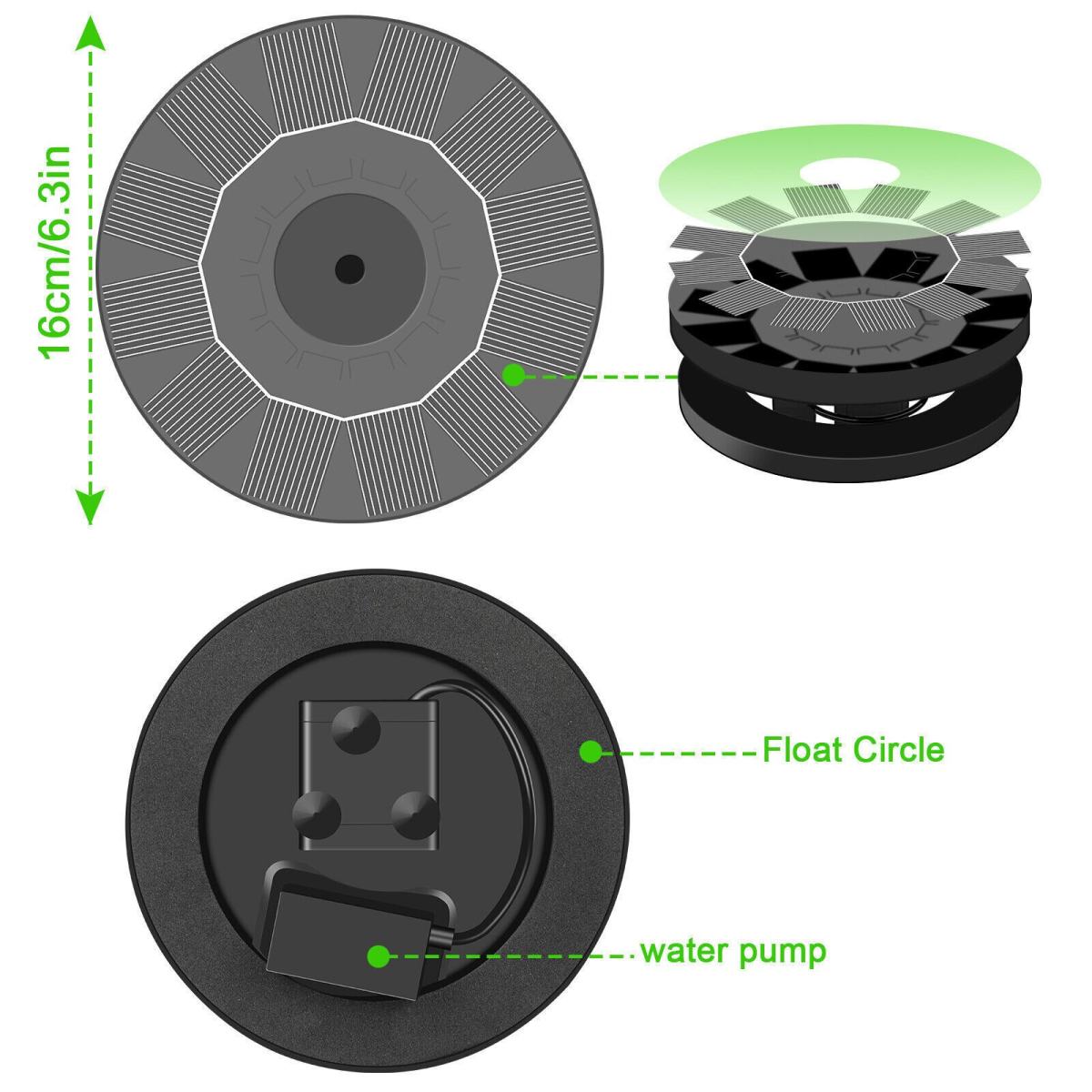 Solar Powered Floating Pump Water Fountain Bird Bath Pond Pool Garden Dccor