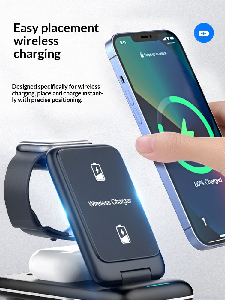Three In One Fast Charging Bracket Magnetic Base Wireless Charger