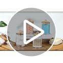 4 Pack Qtip Holder Dispenser with Bamboo Lids - 10 oz Clear Plastic Apothecary Jar Containers for Vanity Makeup Organizer ...