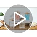 4 Pack Qtip Holder Dispenser with Bamboo Lids - 10 oz Clear Plastic Apothecary Jar Containers for Vanity Makeup Organizer ...