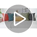 CaliTime Throw Pillow Covers Decorative 18 X 18 Inches Pack of 2 Cotton Thread Stitching Edges Solid Dyed Soft Chenille Cu...