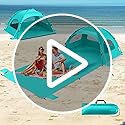 Beach Tent Sun Shelter with Extended Sand Mat 114×82inch,UPF 50+ Protection, 3 Double-Layer Windows for Enhanced Privacy; ...