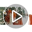 Olalaka Burnt Orange Artificial Wedding Arch Flowers Kit (Pack of 3) with 26Ft Terracotta Shiny Arch Draping Fabric for DI...
