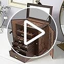 AKOZLIN Extra Large 6-Tier Jewelry Box Organizer with Mirror, 5 Drawers Leather Jewelry Storage Case for Women Girls Ring ...