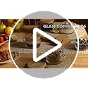 4pcs Set Vintage Coffee Mugs gifts for women, Overnight Oats Containers with Bamboo Lids and Spoons - 14oz Clear Embossed ...