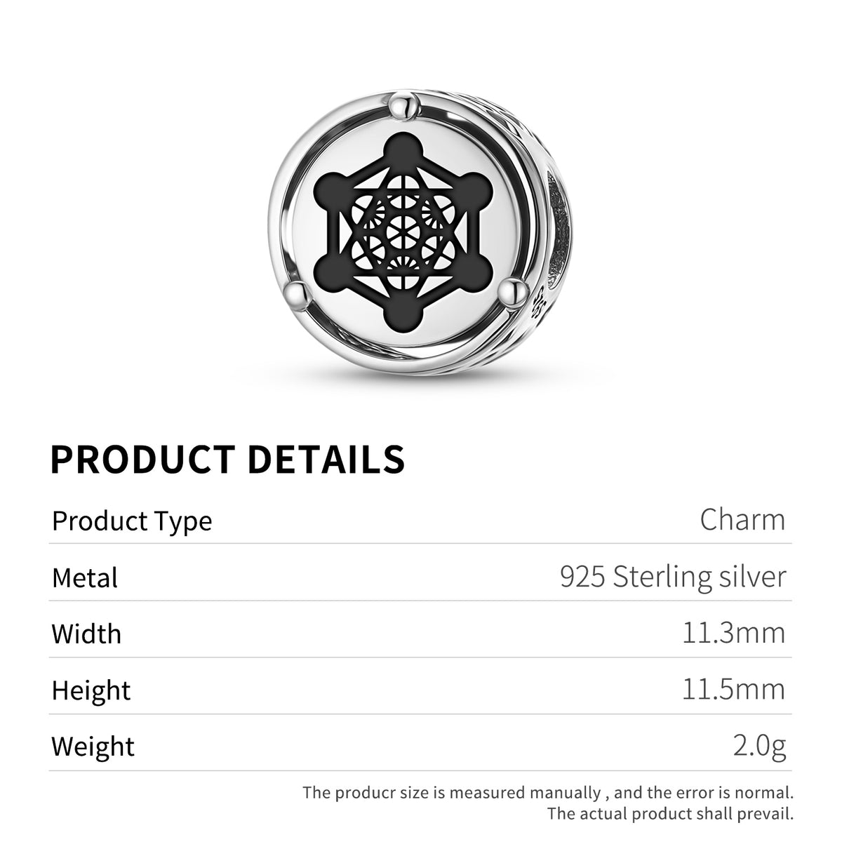 925 Sterling Silver Sacred Geometry Metatron’s Cube Charms For Bracelets & Necklaces Pendants Beads Jewelry Fit Pan Bracelet Bible Verse Charm Prayer Faith Religious Gifts For Women