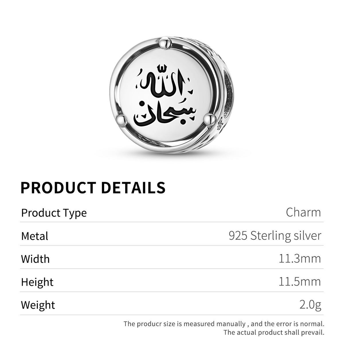 925 Sterling Silver Islam Subhan Allah Charms For Bracelets & Necklaces Pendants Beads Jewelry Fit Pan Bracelet Charm Ethnic Cultural Symbols Gifts For Women