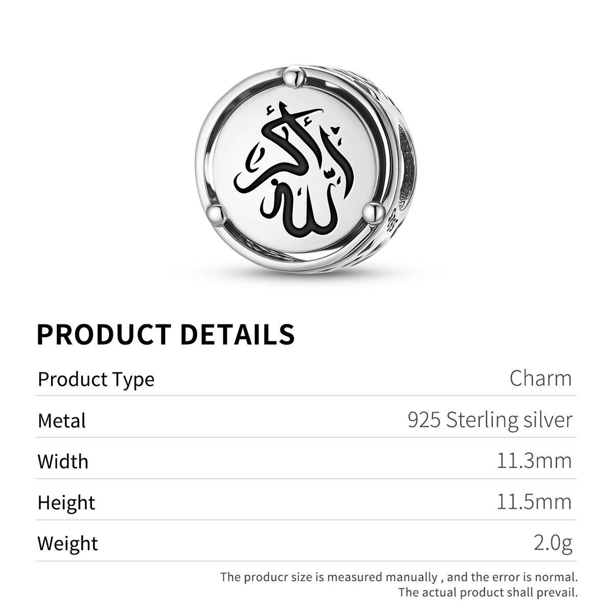 925 Sterling Silver Islam Allahu Akbar Charms For Bracelets & Necklaces Pendants Beads Jewelry Fit Pan Bracelet Charm Ethnic Cultural Symbols Gifts For Women