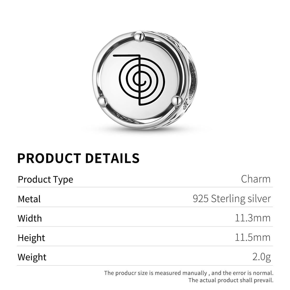 925 Sterling Silver Reiki Cho Ku Rei Charms For Bracelets & Necklaces Pendants Beads Jewelry Fit Pan Bracelet Charm Ethnic Cultural Symbols Gifts For Women