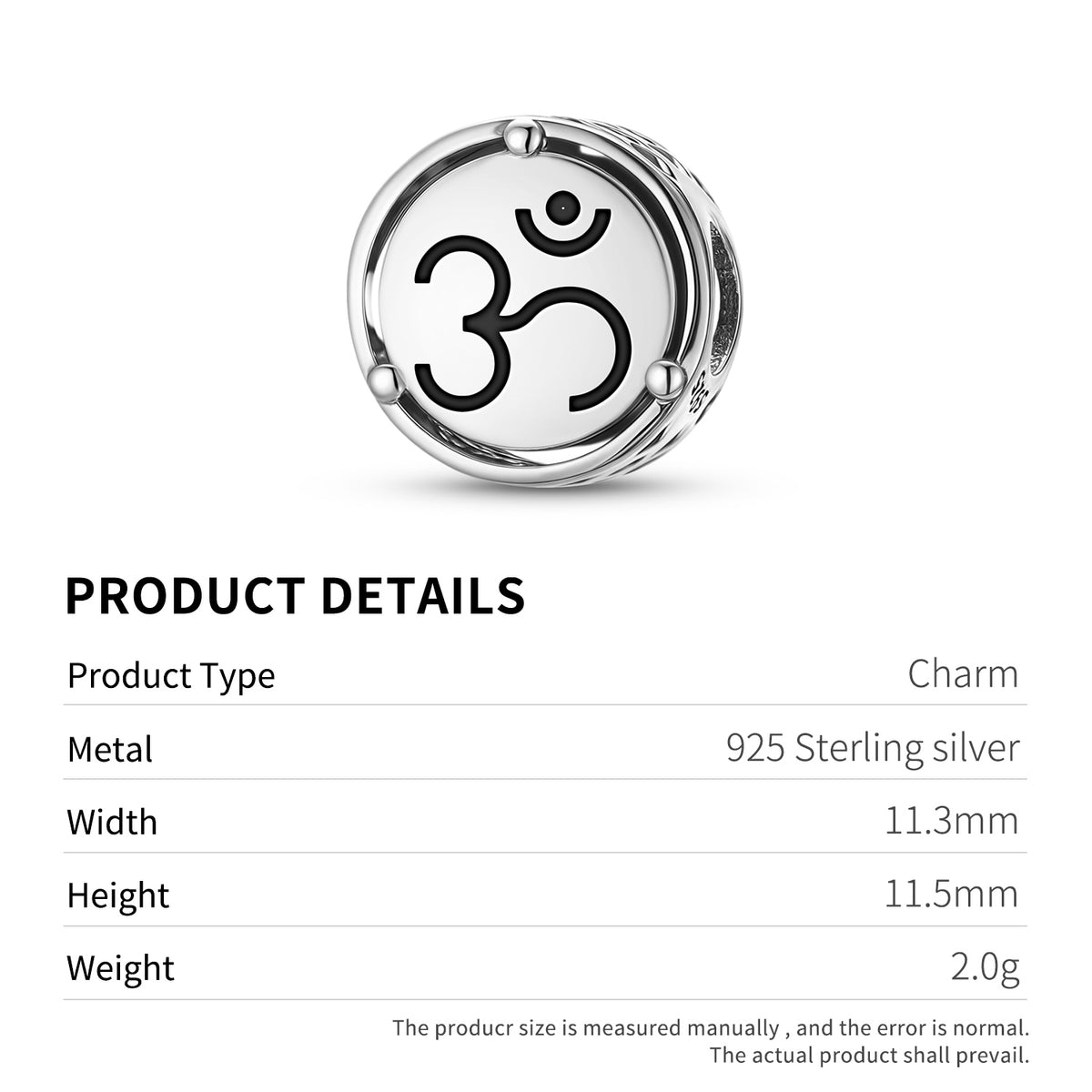 925 Sterling Silver Hindu Om – Aum Charms For Bracelets & Necklaces Pendants Beads Jewelry Fit Pan Bracelet Charm Ethnic Cultural Symbols Gifts For Women